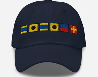 DIDIER spelled out with Embroidered Nautical Signal Flags Dad hat