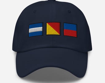 JOE spelled out with Embroidered Nautical Signal Flags Dad hat