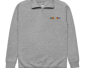 DYSON spelled out with Embroidered Nautical Signal Flags Unisex fleece pullover