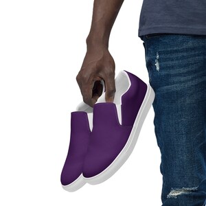 Men’s Deep Purple slip-on canvas shoes, Royal Purple Casual Summer Shoes