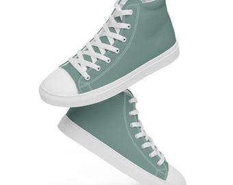 Statue of Liberty Green Verdigris High Top Canvas Shoes, Copper Patina Sneakers for Men, Unique Gift for Liberty Lovers