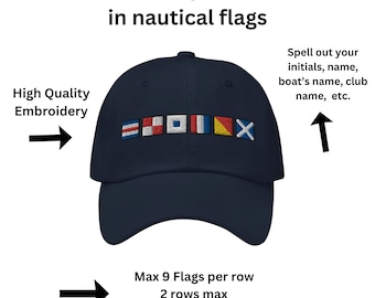 Chapeau papa drapeaux marins personnalisés, casquette drapeaux sémaphores personnalisée, idée cadeau marin
