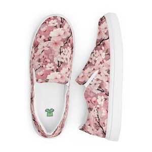 Women’s Cherry Blossoms Print slip-on canvas shoes, Floral Design Summer Shoes