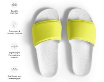 Women's Canary Yellow slides, Yellow Flip Flops. Bright Yellow Sandals