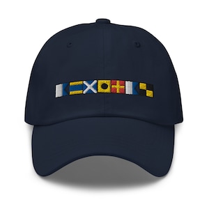 ADMIRAL spelled out with Nautical Signal Flags Dad hat, Semaphore Flags Cap, Boat Gift