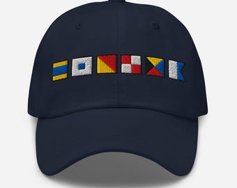 DSOUZA spelled out with Embroidered Nautical Signal Flags Dad hat