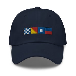NOPE spelled out with Nautical Signal Flags Dad hat, Semaphore Flags Cap, Boat Gift