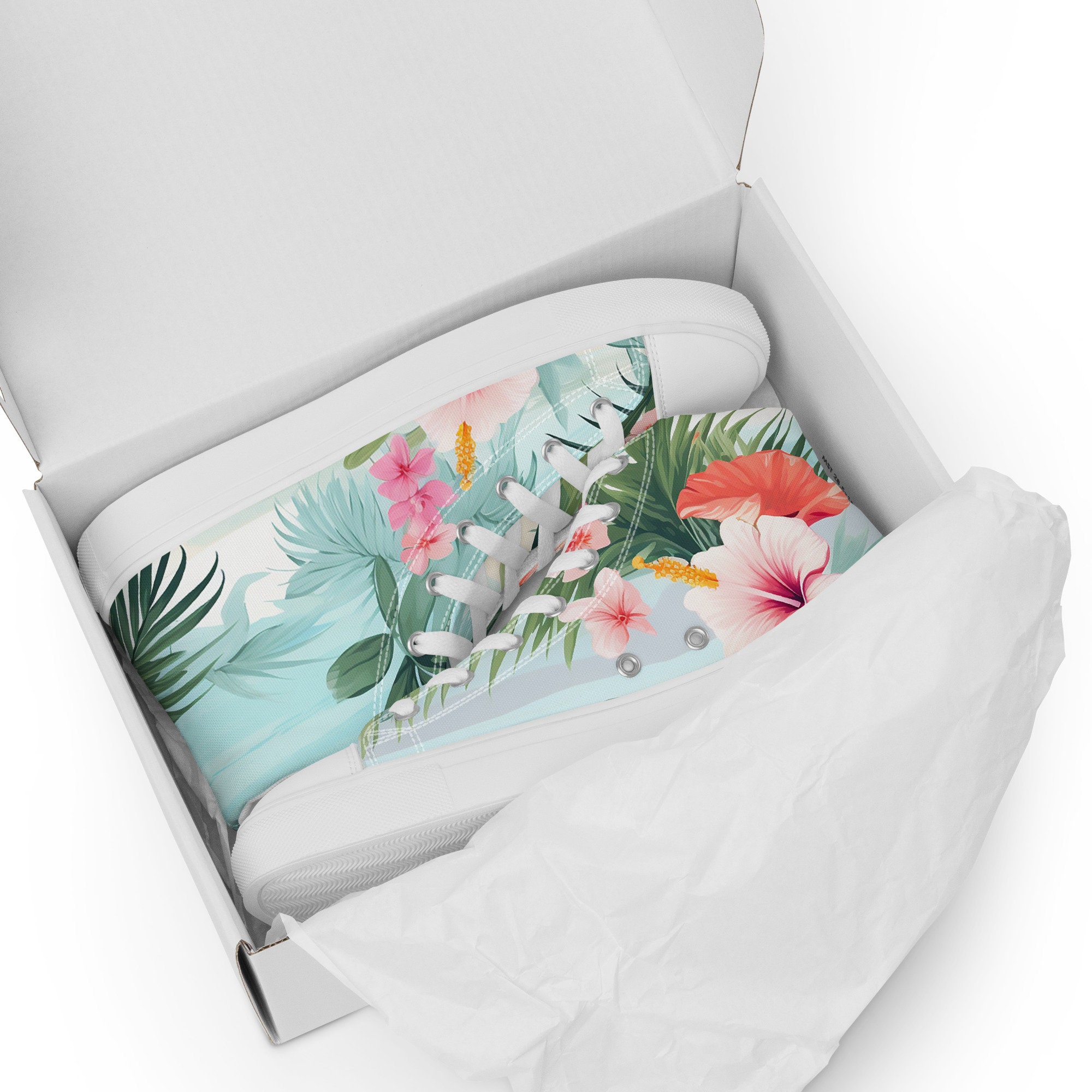 Neon Palm Leaf Tropical Print Women's High Top Shoes main image 1