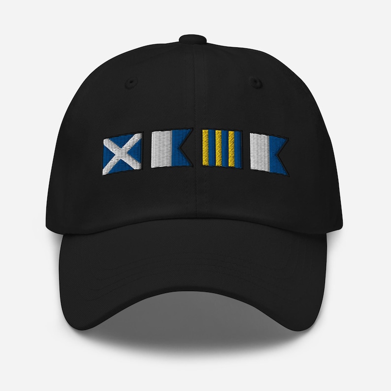 MAGA spelled out with Embroidered Nautical Flags Dad hat, Semaphore Flags MAGA cap