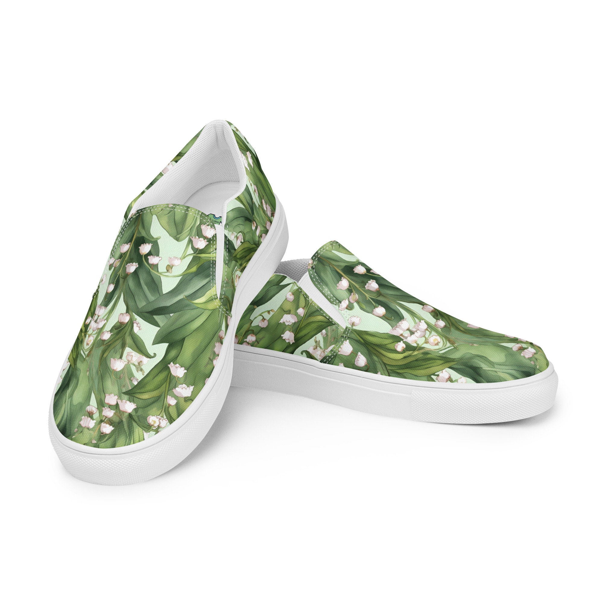 Womens May Birth Flower Slip-on Canvas Shoes, Lily of the Valley Floral  Design Shoes - Etsy