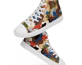 Men’s Abstract Camo high top canvas shoes, Crazy Camo High Top Sneakers