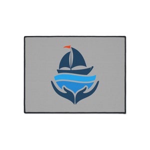 Heavy Duty Floor Mat with Sailboat Design, Nautical Door Mat