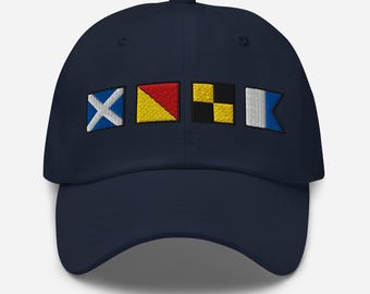 MOLA spelled out with Embroidered Nautical Signal Flags Dad hat