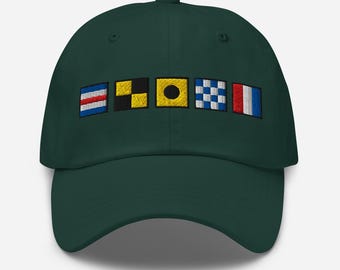 CLINT spelled out with Embroidered Nautical Signal Flags Dad hat