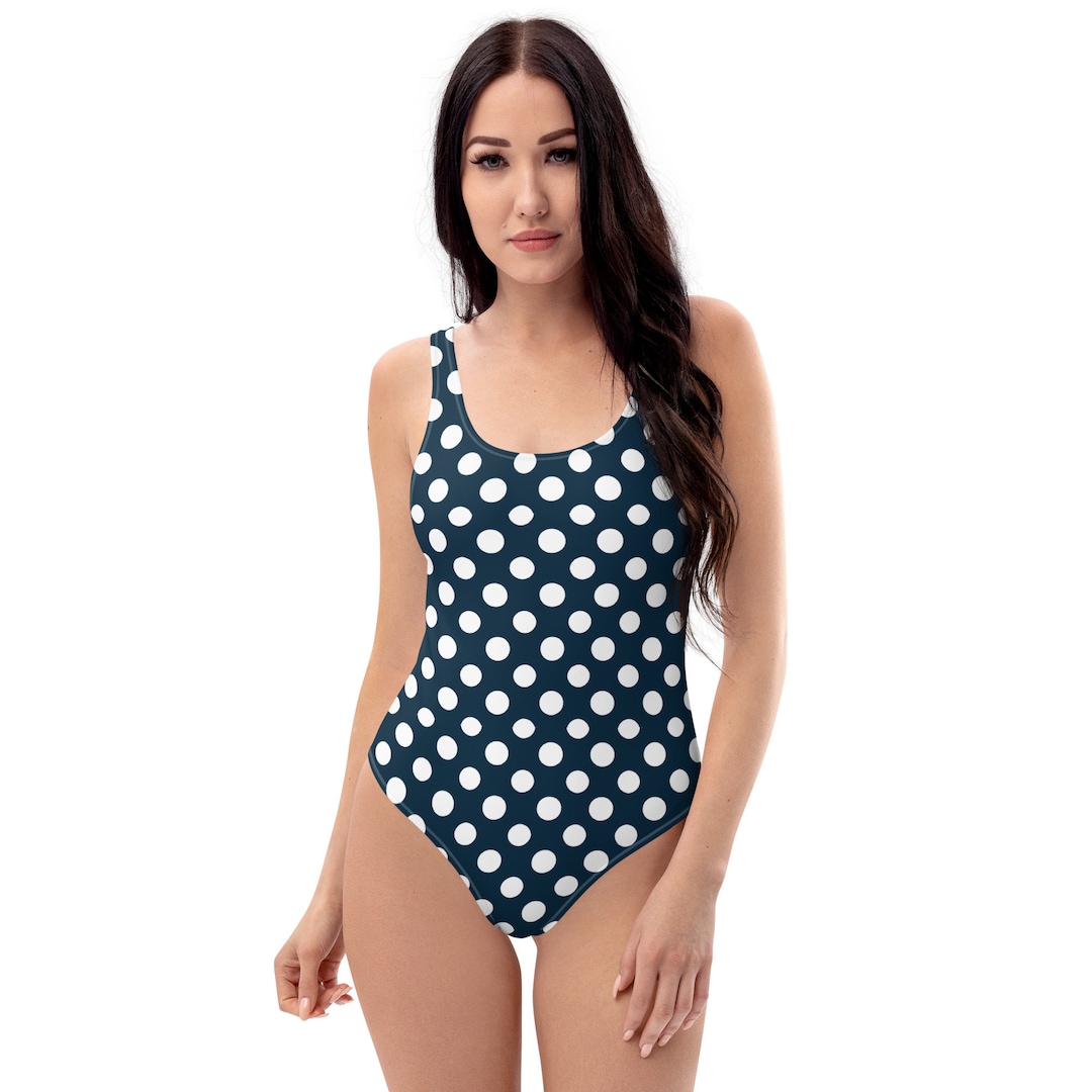 White polka dot one piece best sale swimsuit