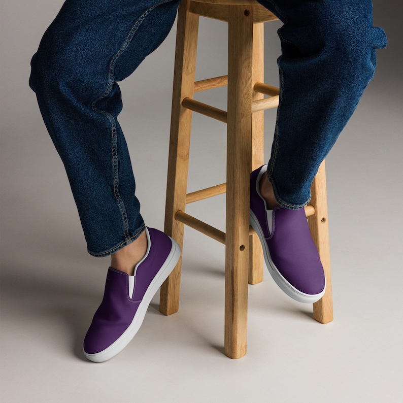 Men’s Deep Purple slip-on canvas shoes, Royal Purple Casual Summer Shoes