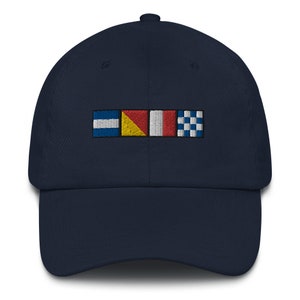 Dad hat with JOHN spelled out in nautical flags, Personalized semaphore flags hat