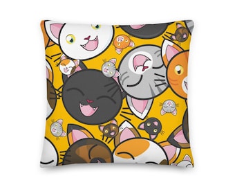 Cartoon Kitty Cats Premium Pillow, Funny Cat Pillows