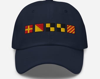 ROLLY spelled out with Embroidered Nautical Signal Flags Dad hat