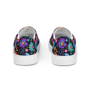 Mexican Flower Print Men’s slip-on canvas shoes, Men's Summer Shoes