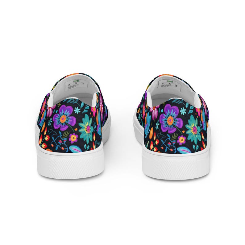 Mexican Flower Print Men’s slip-on canvas shoes, Men's Summer Shoes