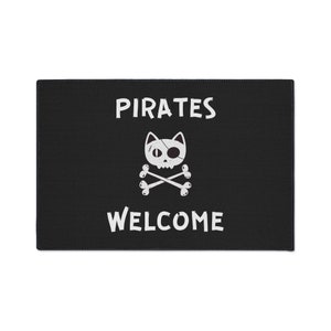 Pirates Welcome Heavy Duty Floor Mat, Nautical Floor Mat For Boaters and Sailors With A Pirate Spirit