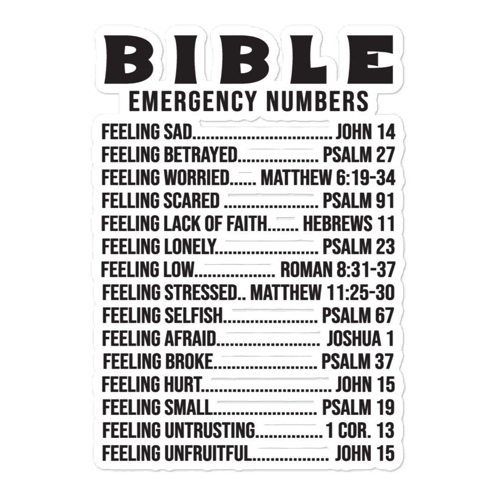 Inspirational Bubble-free Stickers, Bible Emergency Numbers, Religious Stickers, Gift for Christian - Etsy inspirational-bubble-free-stickers-bible-emergency-numbers-religious-stickers-gift-for-christian-etsy