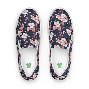 Women’s s Cherry Blossom slip-on canvas shoes, Japanese Cherry Blossom Print summer shoes