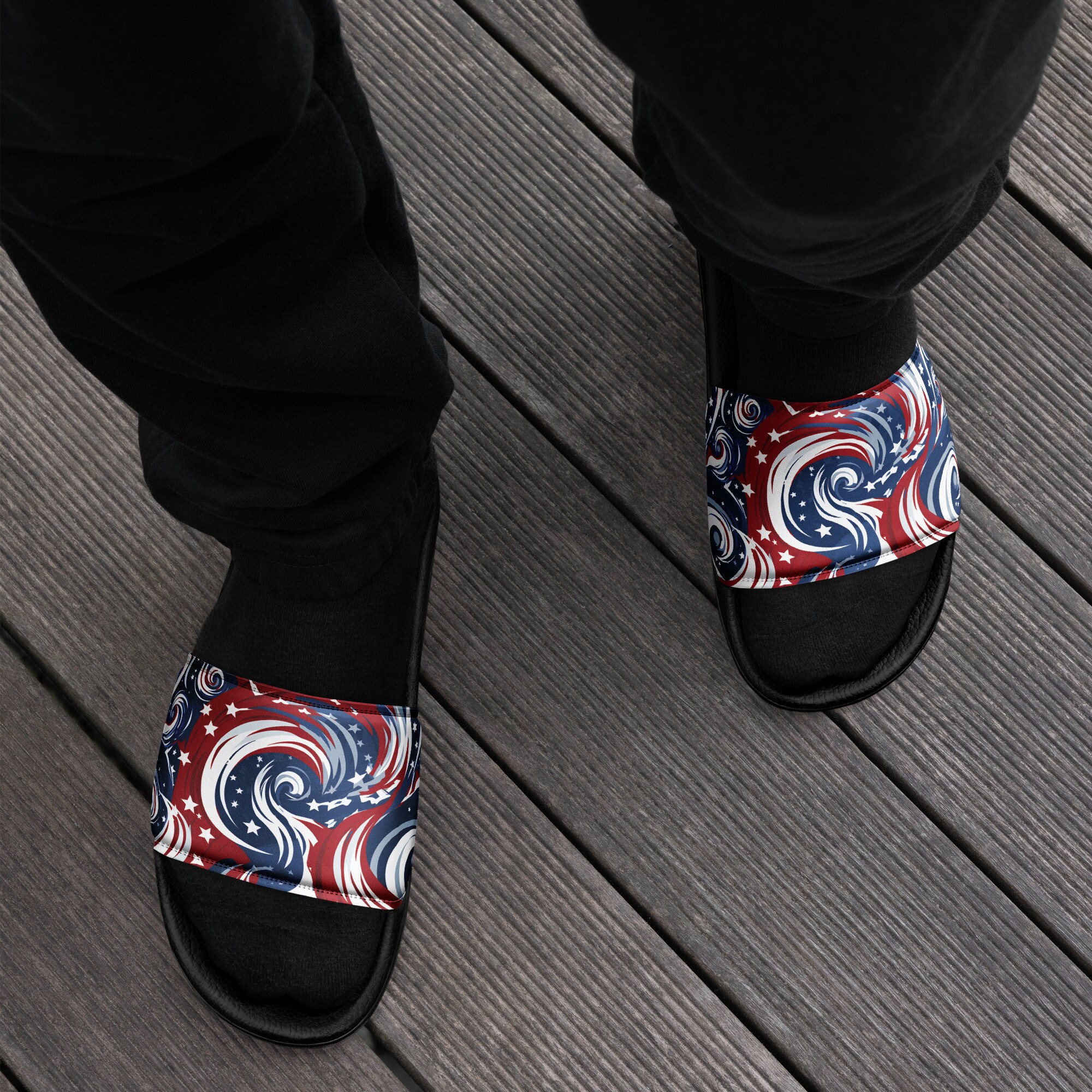 Red White Blue Patriotic USA Nike Star Print Slides,Mens 7, Womens 8.5 Women main image 3