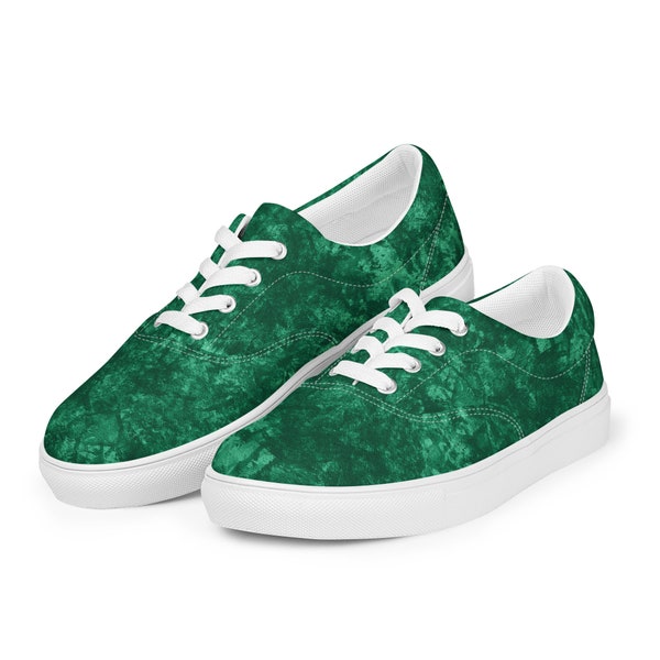 Emerald Green Women’s lace-up canvas shoes