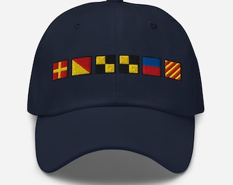 ROLLEY spelled out with Embroidered Nautical Signal Flags Dad hat