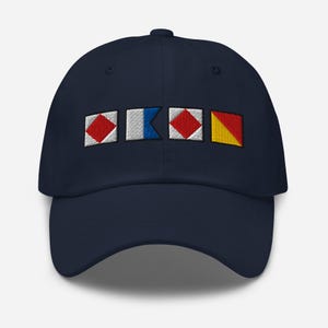 Gorra de papá con banderas de señales náuticas bordadas y código marítimo (FAFO)