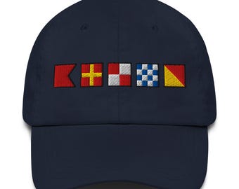BRUNO spelled out with Embroidered Nautical Signal Flags Dad hat