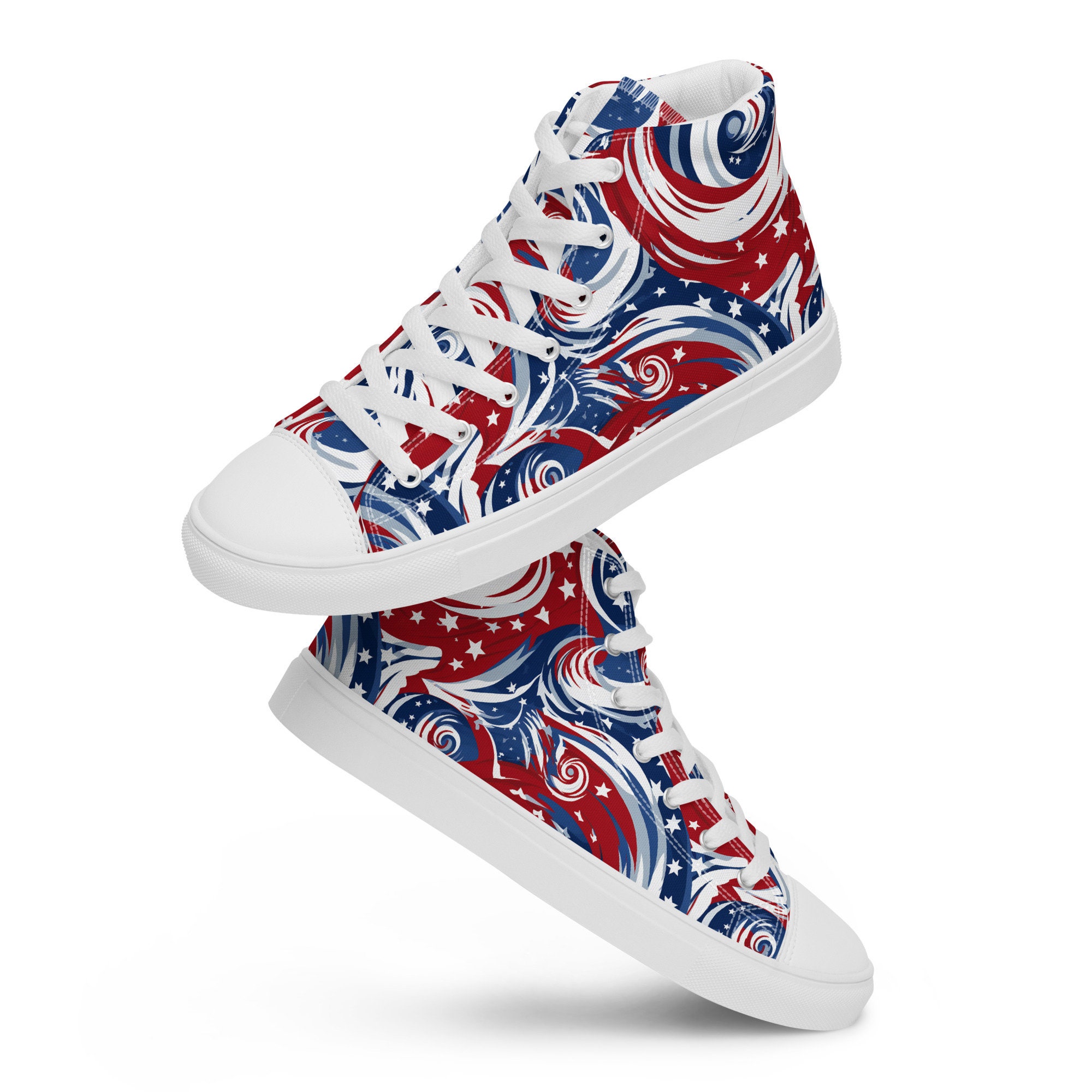 Red white and blue high tops deals