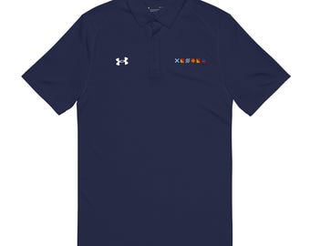 MONROE spelled out with Embroidered Nautical signal Flags Under Armour® men's polo