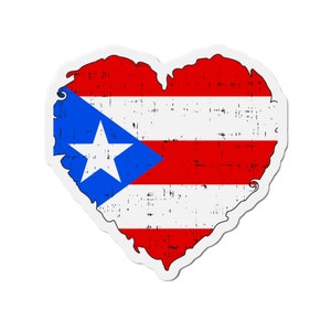 Puerto Rico Flag Heart Shape Die-Cut Magnets, I love Puerto Rico refrigerator Magnet