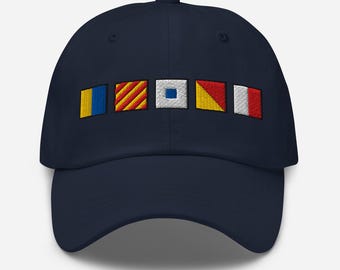 KYSOH spelled out with Embroidered Nautical Signal Flags Dad hat