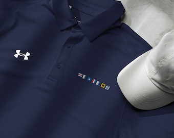 CAPTAIN spelled out with Embroidred Nautical Flags Under Armour® men's polo, Semaphore Flags