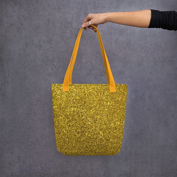 Gold glitter tote bag best sale