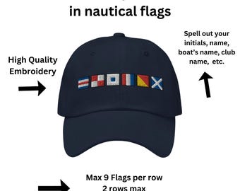 Personalized Nautical Flags Dad hat, Custom Semaphore Flags Cap, Nautical Gift Idea