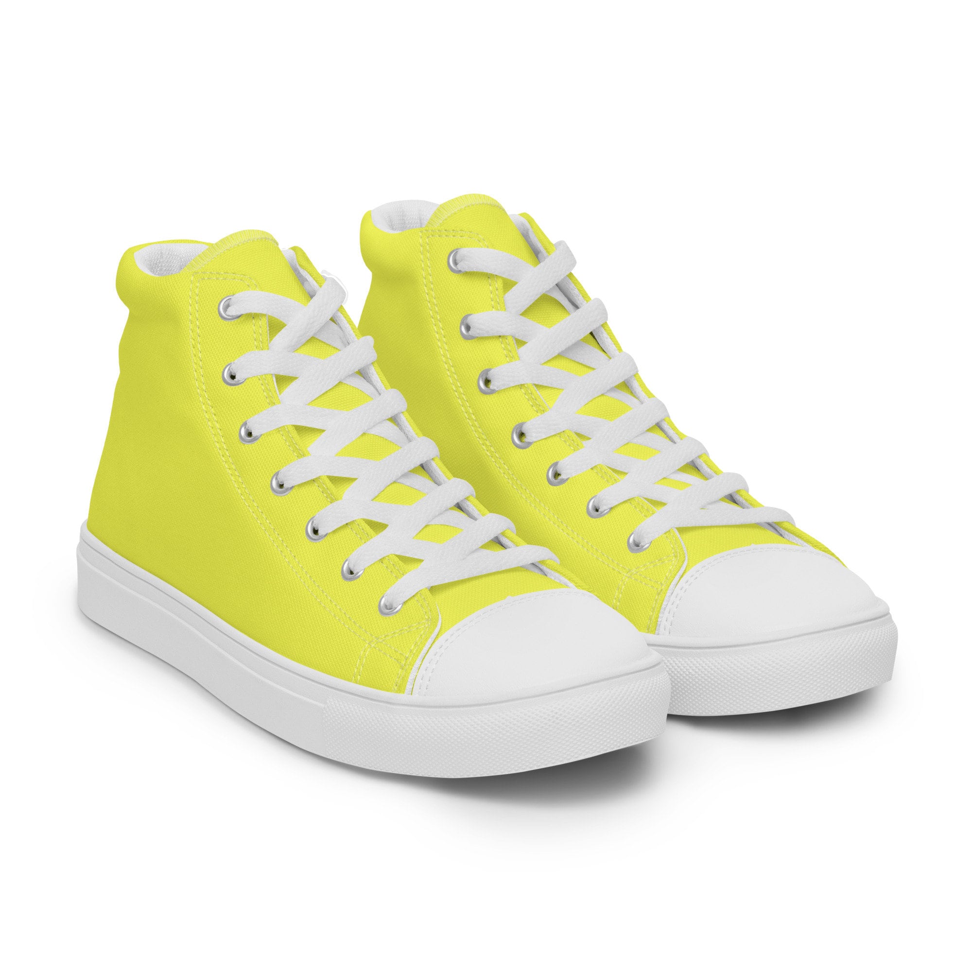 Men's Canary Yellow High Top Canvas Shoes, Men's Bright Yellow
