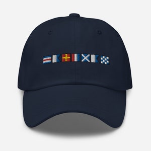 CARTMAN spelled out with Nautical Flags Dad hat, Personalized Semaphore Flags Cap