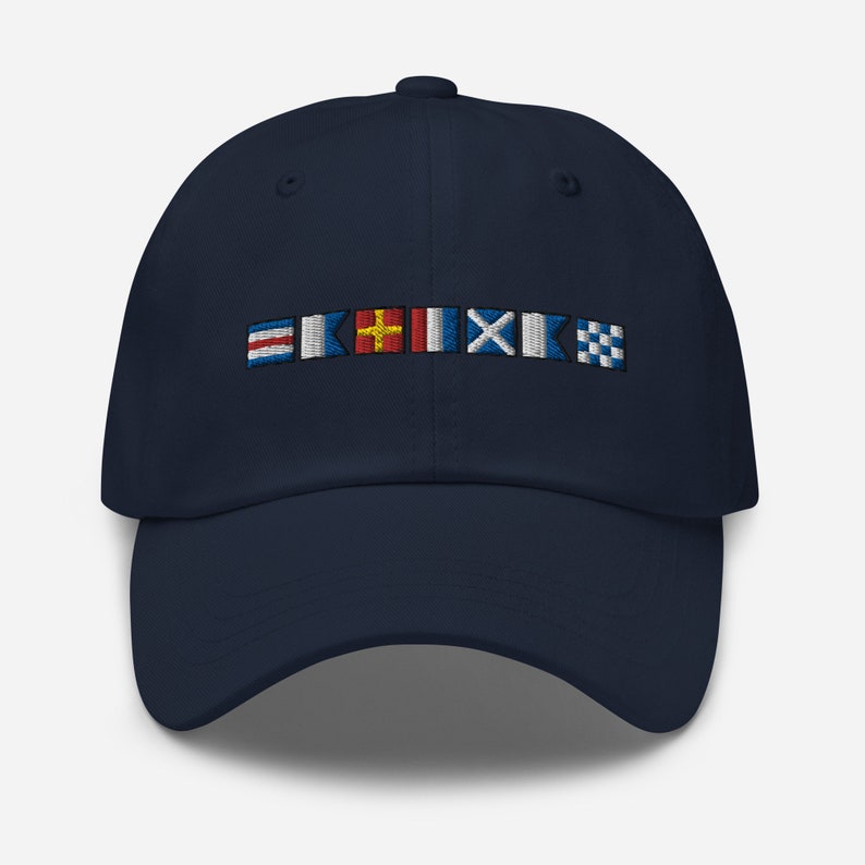 CARTMAN spelled out with Nautical Flags Dad hat, Personalized Semaphore Flags Cap