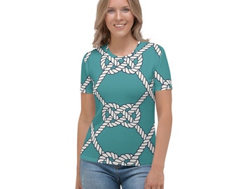 Nautical Rope Design Women's T-shirt, Sailing Knots Print