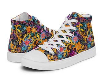 Zapatos de lona altos con estampado Batik para mujer, zapatillas deportivas con estampado Batik, zapatos Fasion de lona