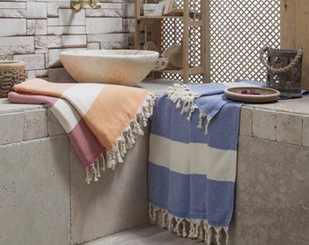 Turkish Peshtemal Bath Towel, Cotton Cloth Beach Towel, Blanket Towel, Picnic Throw, %100 Cotton Diamond Pattern