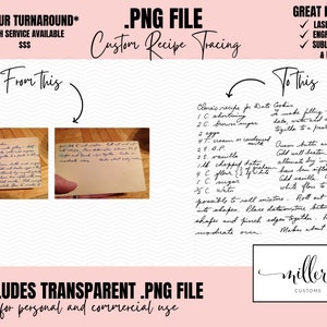 Rezeptverfolgung | Handschrift Nachverfolgung | Leuchtforge, Laserfertig, Gravur | PNG Nur digitale Datei