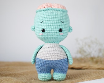 Zombie crochet pattern in English.  Amigurumi Halloween