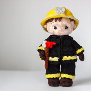 Firefighter doll. Fireman toy. Gift for children. Firefighter gift.