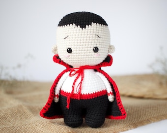 Crochet Dracula pattern in English. Amigurumi pattern Halloween Dracula.